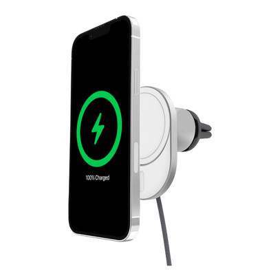 Автомобильный держатель с беспроводной зарядкой Gurdini Wireless Magsafe Car Charger, Белый