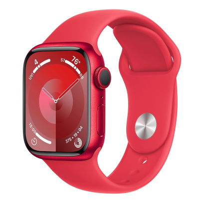 Apple Watch Series 9, 41 мм корпус из алюминия цвета (PRODUCT)RED™, ремешок Sport Band размера M/L цвета «Red»