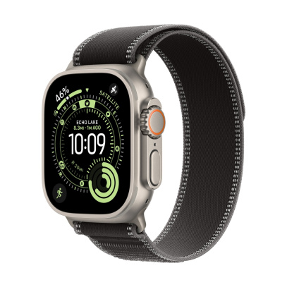 Apple Watch Ultra 3 (2025), 49 мм корпус из титана цвета «Natural», ремешок Trail Loop размера M/L цвета «Black/Charcoal»