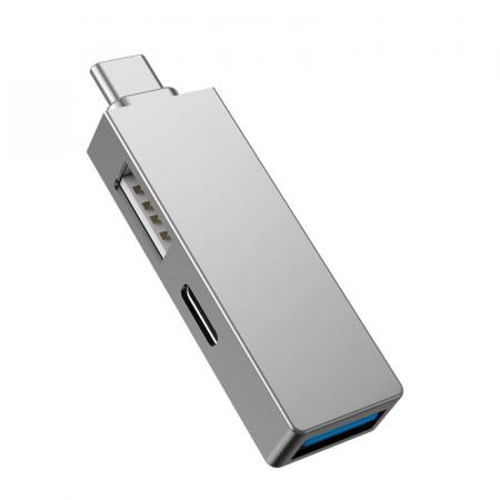 Хаб WiWU USB3.0*1+USB2.0*1+USB-C (T02 Pro) Серый