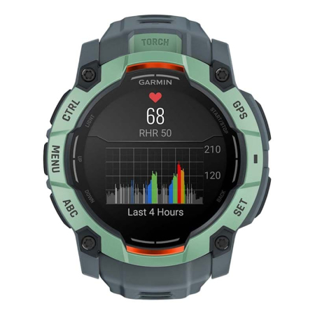 Часы Garmin INSTINCT 3 AMOLED 50мм Neo Tropic, зеленый с серым ремешком