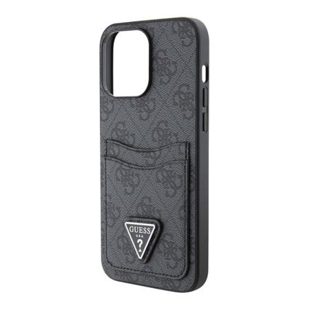 Чехол Guess для iPhone 15 Pro PU 4G Double cardslot Triangle metal logo Hard (GUHCP15LP4TPK) Черный