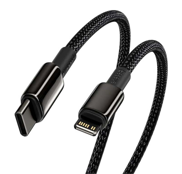 Кабель Baseus Type-C to iP Tungsten Gold Fast Charging Data Cable, 20W, 2 м (CATLWJ-A01) Черный