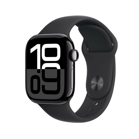 Apple Watch Series 10, 42 мм корпус из алюминия цвета «Jet Black», ремешок Sport Band размера M/L цвета «Black»