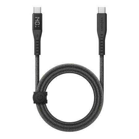 Кабель EnergEA FLOW USB-C на USB-C 5A DISPLAY 1,5 м (PD240W) Nanoweave Magnetic tie Черный