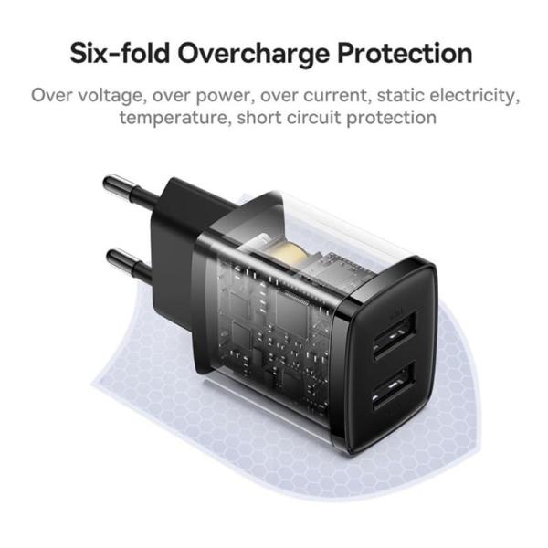 Зарядное устройство Baseus Compact Charger 2 USB-A 10,5Вт CCXJ010201 (CCCP10UE) Чёрный