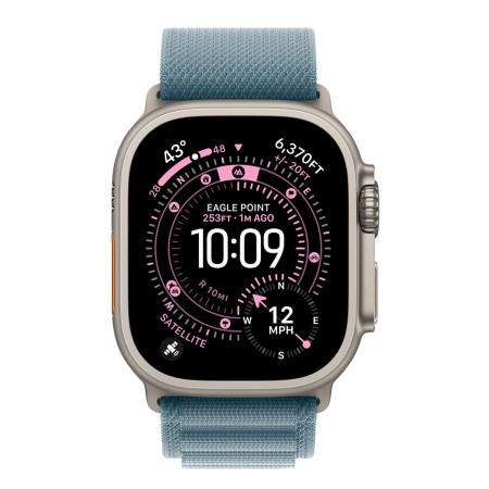 Apple Watch Ultra 3 (2025), 49 мм корпус из титана цвета «Natural», ремешок Alpine Loop размера M цвета «Light Blue»