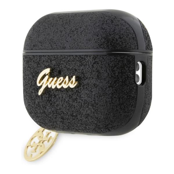 Чехол для Airpods Pro 2 Guess Glitter flakes Metal logo with Heart charm (GUAP2GLGSHK) Черный